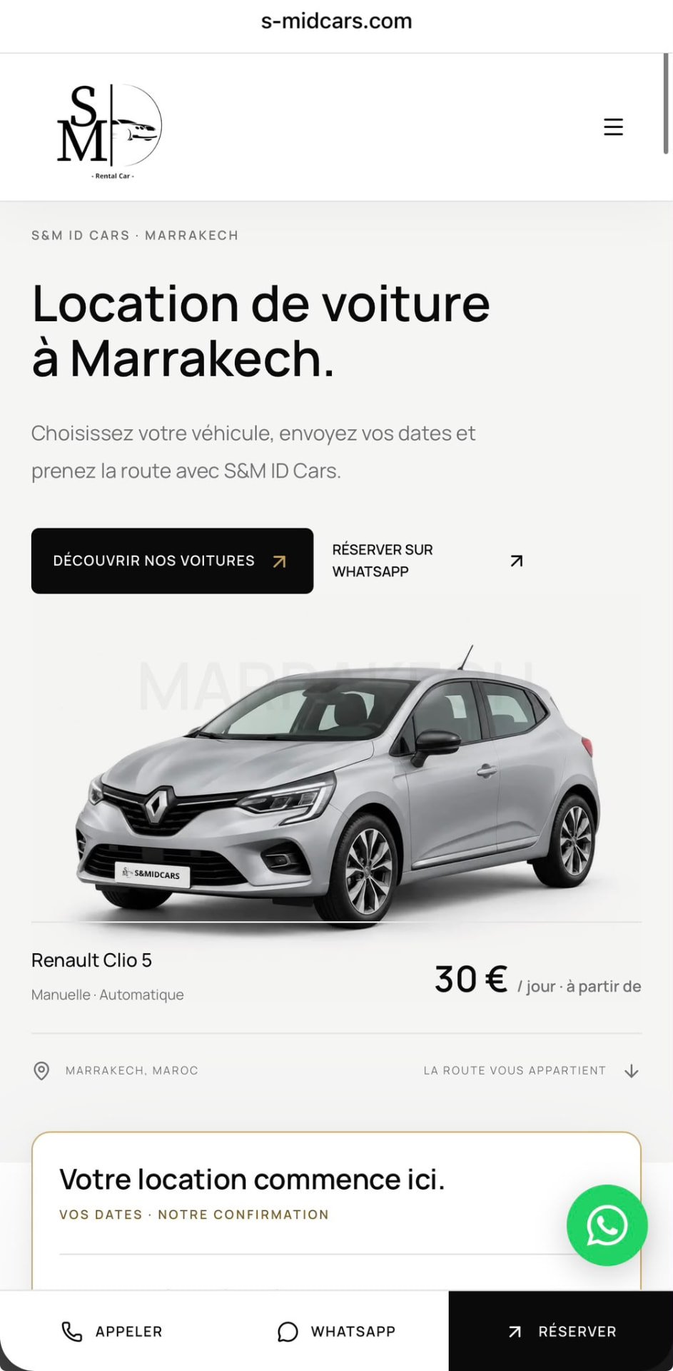 Réalisation BHWAY DIGITS : version mobile du site S&MIDCARS